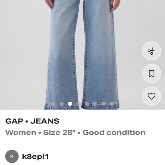 GAP Women's Light Blue Wide Leg Cropped Jeans - Picture 3 of 8